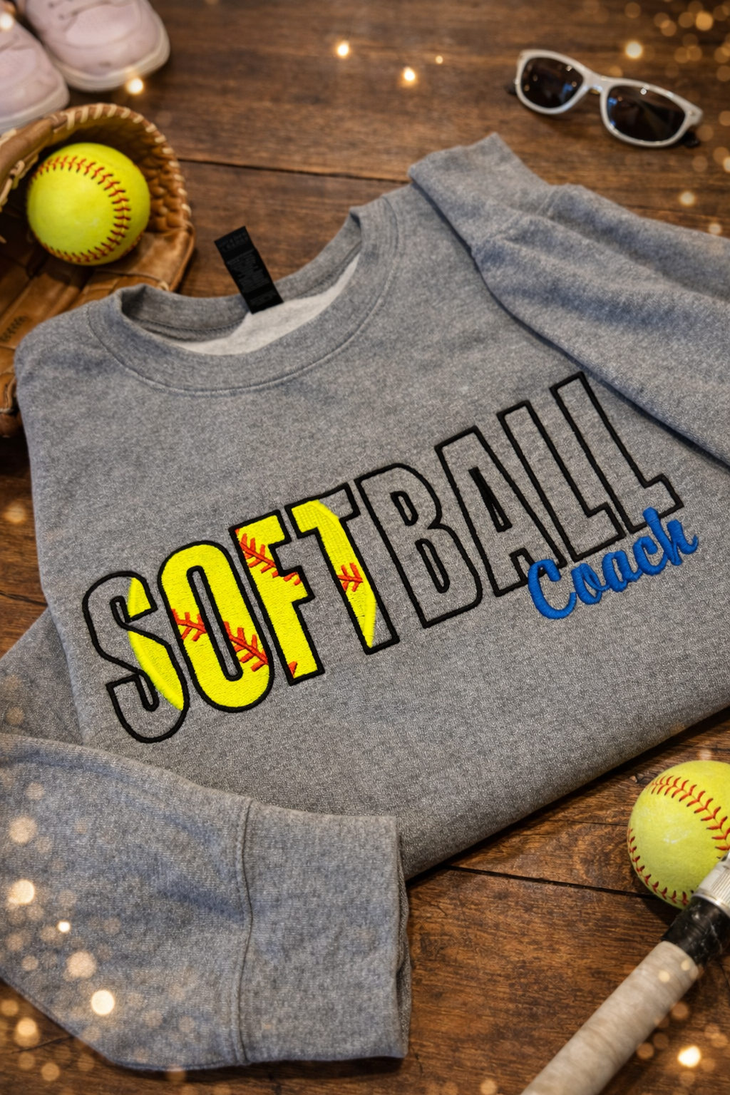 Softball Coach Embroidered Sweatshirt