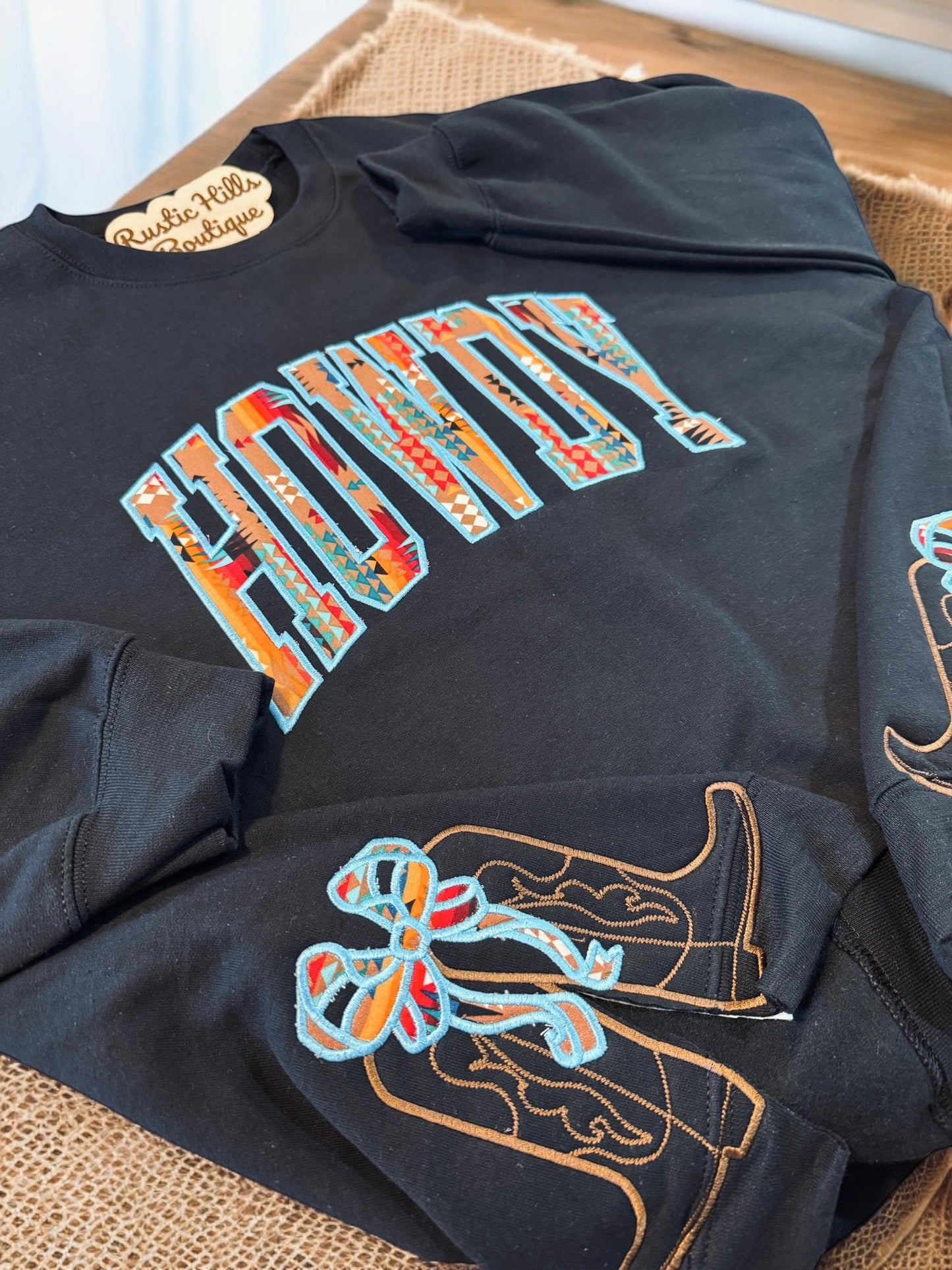 Howdy Sweatshirt with Side Boots with Bow