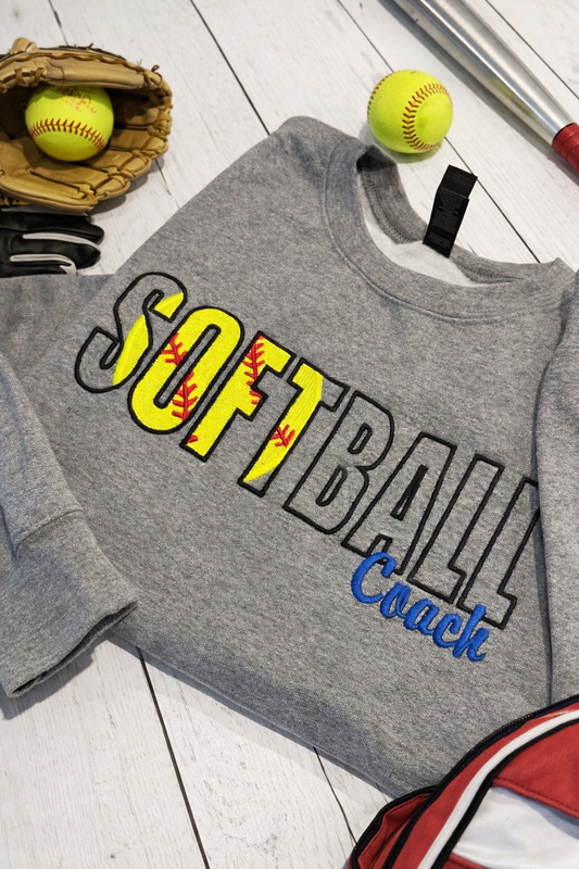 Softball Coach Embroidered Sweatshirt
